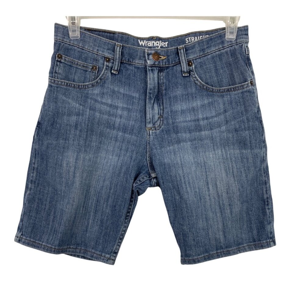 Wrangler Straight Fit Blue Denim Jean Shorts Womens Size 30